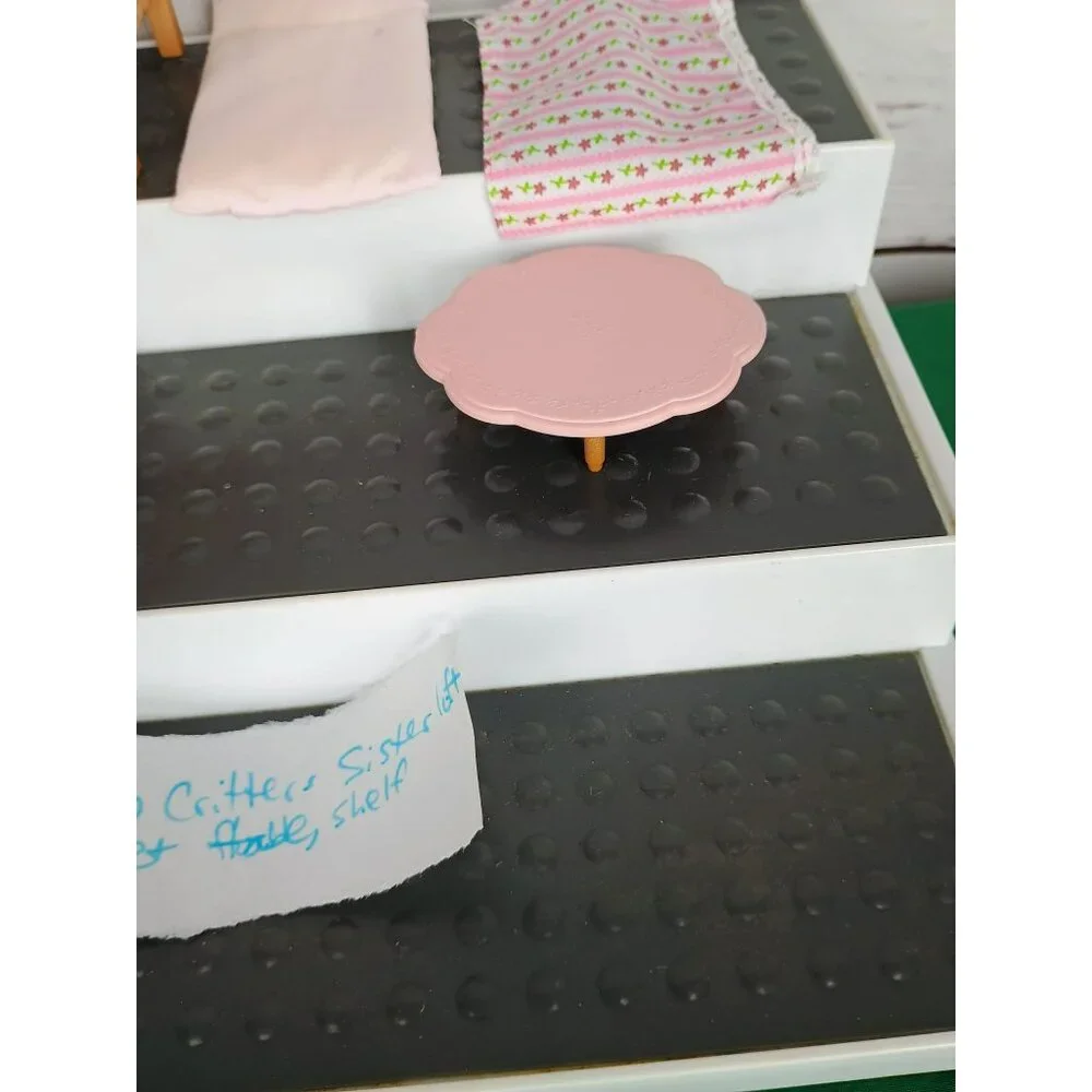 Calico Critters Sister Loft Bed Set Pink coffee Table,  Shelf Doll House Furnitu